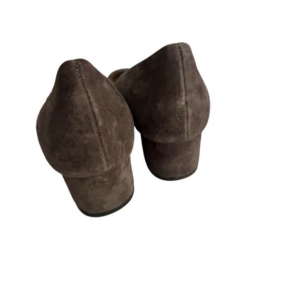 NEW The SELLER Block Heel Pump •37.5/. 7• Brown Suede Round Toe Heel Shoes ITALY - Picture 3 of 9